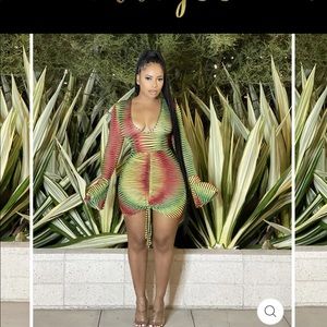 Mesh long sleeve dress